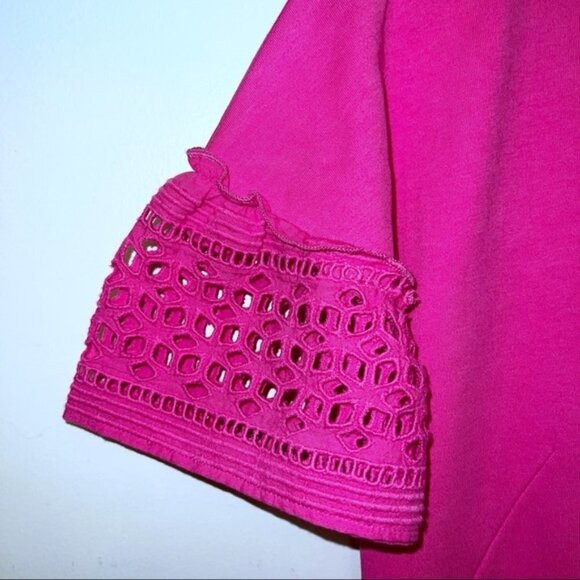 Talbots Pink Short Sleeve Lace / Eyelet Interlock Shift Mini Dress Size M Medium - Picture 5 of 9
